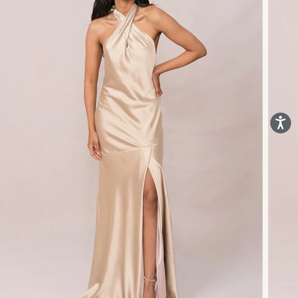 Revelry gold champagne bridesmaid dress- Athena style